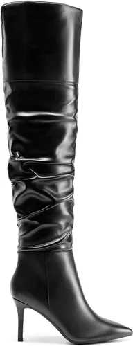 Vista 2 de DREAM PAIRS Botas de tacón alto para mujer, por encima de la rodilla, con punta alta hasta el muslo, tacón de aguja, botas sexis largas para otoño