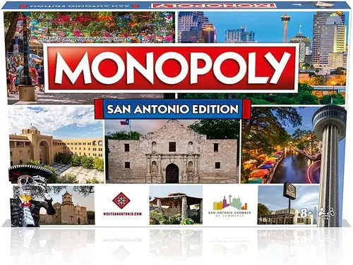 Vista 5 de Monopoly Juego de mesa San Antonio Edition: 2-6 jugadores Juegos de mesa familiares para niños y adultos, juegos de mesa para niños de 8 años