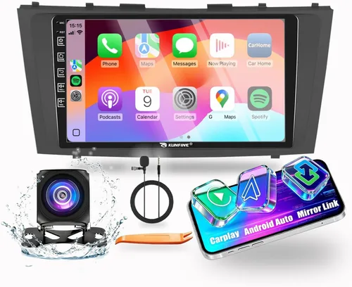 Vista 10 de Kunfine Coche CarPlay Android Navegación Automática Estéreo GPS Radio Reverse Cámara Pantalla 10 "IPS Pantalla Táctil Headunit Tablet Pad Media