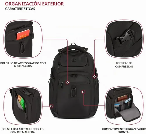 Vista 3 de SwissGear Endure ScanSmart – Mochila para portátil con tecnología TSA aprobada – Compatible con la mayoría de laptops de 17" – Múltiples bolsillos
