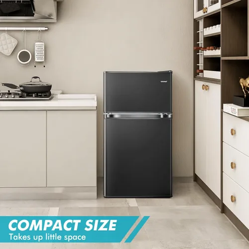 Vista 2 de COSTWAY Mini refrigerador de 3.2 pies cúbicos con congelador Negro