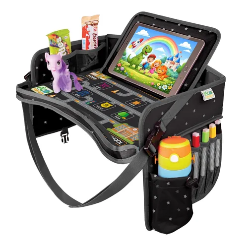 Vista 12 de ECOFANTASY Bandeja de viaje para asiento de automóvil para niños, mesa de Avión