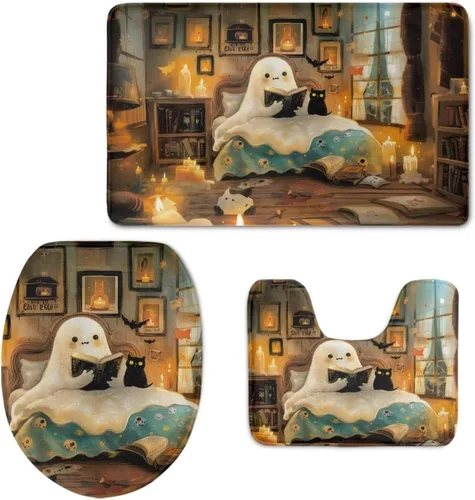 Vista 34 de HUGS IDEA Alfombra de baño, alfombra de baño, alfombra de baño, diseño de bandera estadounidense, mariposa, floral, juego de tapetes de baño