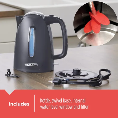 Vista 5 de BLACK+DECKER - Tetera eléctrica inalámbrica de 1.7 L, color gris