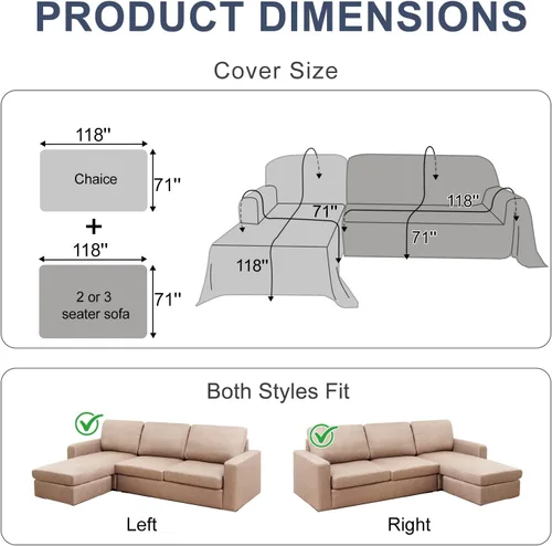 Vista 4 de fundas de sofá seccional para sofá seccional 100% impermeable en forma de L, manta protectora para mascotas, 2 piezas, lavable, de felpilla