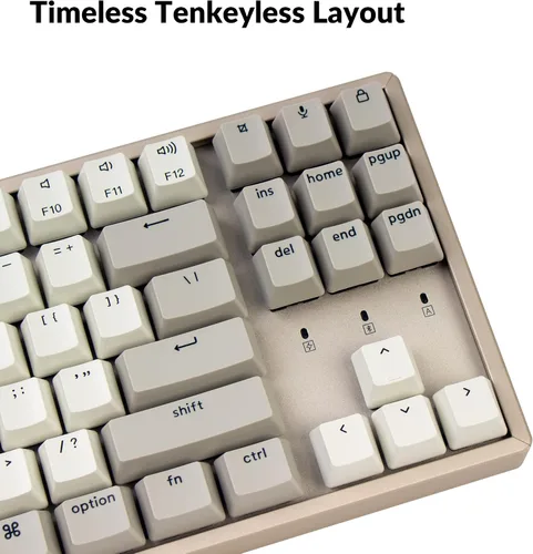 Vista 7 de Keychron K8 - Teclado mecánico inalámbrico Bluetooth con diseño sin llave de 87 teclas para Mac Windows, teclado multitarea con cable USB