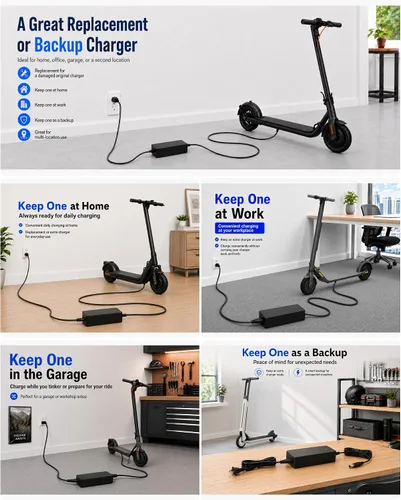 Vista 6 de Cargador VHBW 42V 2A compatible con scooter eléctrico Segway Ninebot