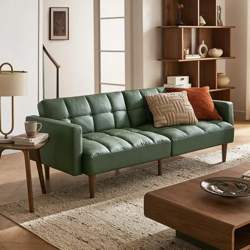 Vista 10 de mopio Sofá cama futón de 76.4 pulgadas, sofá biplaza, sofá cama, sofá futón moderno de mediados de siglo, sofá cámara, sofás para sala de estar