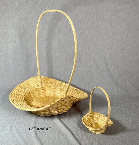 Vista 9 de CalCastle Craft Cestas de bambú con asa, cestas de regalo, cestas tejidas para pan, cestas para servir alimentos, material de bambú natural