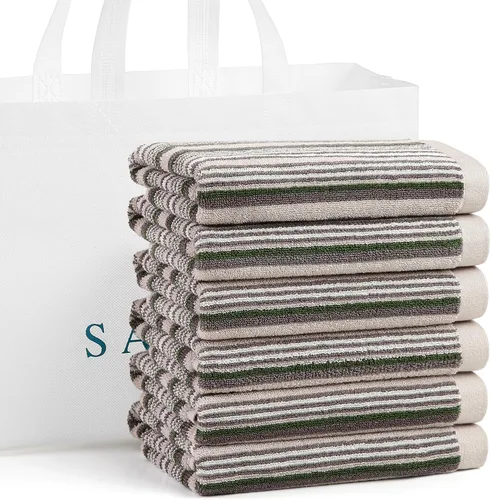 Vista 21 de SALAS Toallas de cocina premium para secar platos, toallas de cocina grandes de algodón, paños de felpa a rayas, juegos de toallas gruesas altamente
