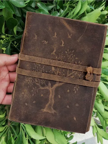 Vista 4 de Diario de árbol de la vida, diario de cuero, cuaderno de cuero, diario vintage, diario de 200 páginas, diario de árbol de la vida para mujeres