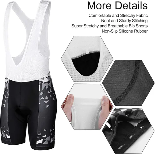 Vista 8 de INBIKE Conjunto de camiseta de ciclismo de manga corta transpirable para hombre con pantalones cortos acolchadospantalones cortos de babero