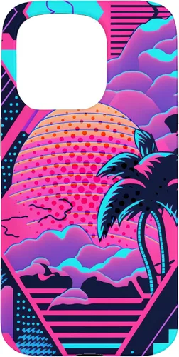 Vista 14 de iPhone 16 Retro Vaporwave Vibes - Funda para amantes de la nostalgia de la música de los años 90