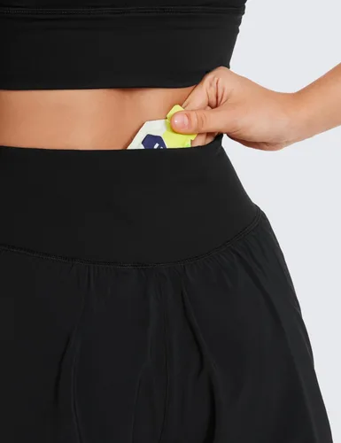 Vista 5 de CRZ YOGA Crossover - Pantalones cortos deportivos de mariposa para mujer, 2 en 1, cintura alta, fluidos, para tenis, correr, entrenamiento
