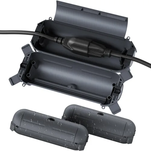 Vista 28 de Flemoon - Paquete de 3 fundas impermeables para cable de extensión para exteriores Small Electrical Connection Box for Straight Plug, Socket