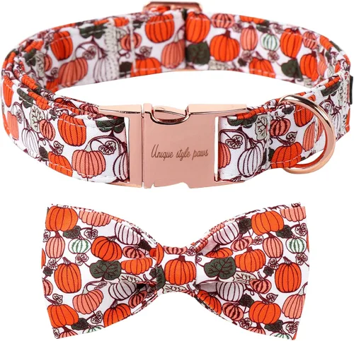 Vista 29 de Unique style paws Collar de perro de algodón con lazo, collar para cachorro con cuadrícula negra y azul para perros pequeños, medianos y grandes