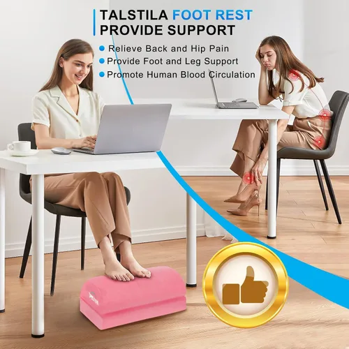 Vista 4 de TALSTILA Reposapiés para debajo del escritorio en el trabajo, reposapiés debajo del escritorio, reposapiés ergonómico de 2 alturas ajustables