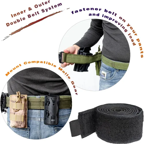 Vista 3 de Cinturón táctico para armas de batalla, liberación rápida de 1.75 pulgadas Molle Law Enforcement Rigger de guerra, rango de tiro de combate Nylon