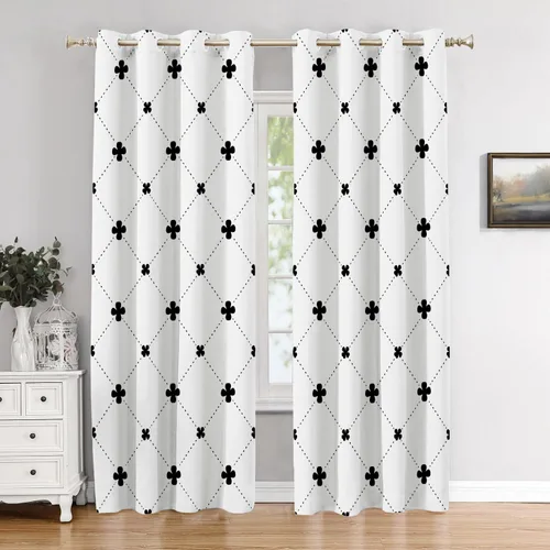 Vista 121 de Cortinas opacas de poliéster multicapa para cafetería, con diseño de diamantes, 2 unidades, 26 x 24 pulgadas