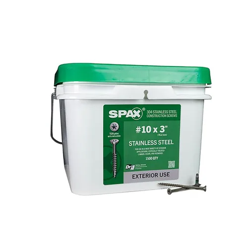 Vista 6 de SPAX Tornillos de madera de acero inoxidable con cabeza plana exterior de 1-1/2 pulgadas, diseño Torx T-Star Plus (155 EA) broca de 1 libra incluida