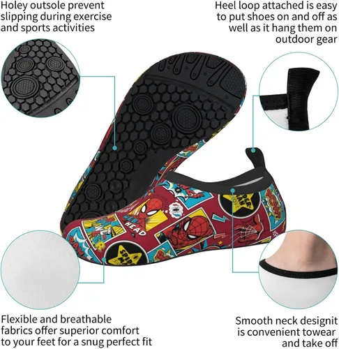 Vista 7 de Cool Superheros Zapatos de agua para niños ligeros antideslizantes piel de agua descalza deportes de natación playa piscina para niños y niñas