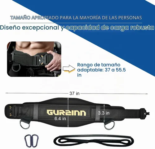 Vista 5 de Cinturón de levantamiento de pesas, gimnasio con bloqueo rápido, cinturón de inmersión con cuerda, cinturón de dominadas con peso para gimnasio Negro