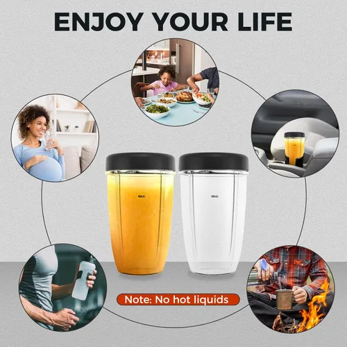Vista 34 de Vasos de licuadora de repuesto para licuadora Nutribullet de 18 onzas con tapa, compatible con Nutribullet 600 W 900 W licuadora exprimidor