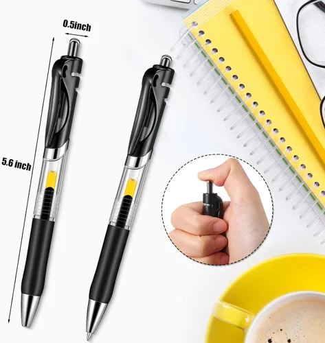 Vista 3 de Spakon 200 bolígrafos de gel retráctiles a granel, punta media de 0.020 in, con agarre suave, para diario, escritura, oficina, hogar (negro)