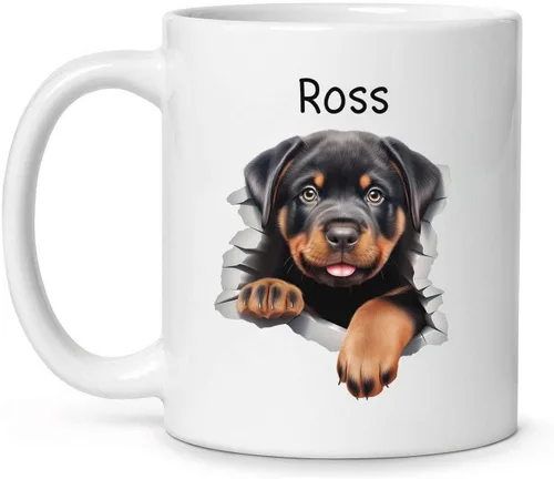 Vista 15 de Tazas de café con nombre personalizado único y emocionado Chihuahua rompió la pared, tazas de café personalizadas para perros, regalo para niños
