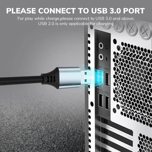 Vista 6 de RUIZHI 10Ft Link Cable for Oculus Quest 2Pico 4 VR Accessories PC Steam, High Speed Data Transfer Cord, USB 3.0 to USB C Cable for VR Headset Gaming