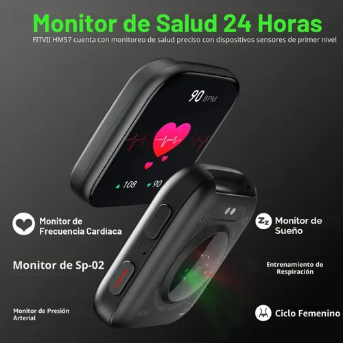 Vista 3 de FITVII Reloj Inteligente de Salud y Fitness (Responder/Realizar Llamadas), Reloj Inteligente con Monitoreo de Frecuencia Cardíaca y Presión Arterial