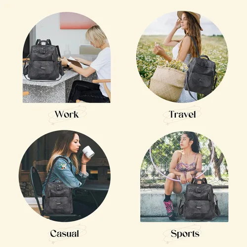 Vista 4 de Bolso tipo mochila para mujer, pequeño, de cuero impermeable antirrobo, bolsos de hombro para damas