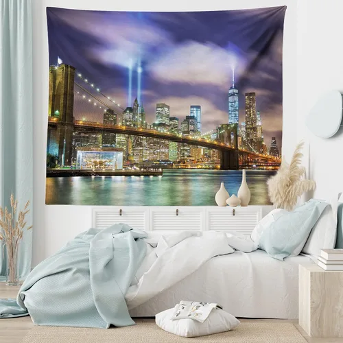 Vista 24 de Ambesonne Tapiz de arte afro, hombre negro fuerte con una corona de trazos impresión de pintura moderna, decoración de tela para colgar en la pared