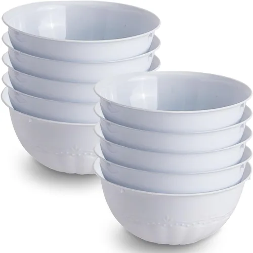 Vista 10 de SILVER SPOONS Platos de postre de plástico en relieve vintage para fiestas, 10 piezas, juego de vajilla desechable resistente, 6 pulgadas, platos