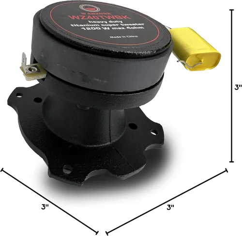 Vista 8 de Gravity 3X WZ40TWBK 3600 vatios de manejo de potencia máxima Warzone Series Heavy Duty Titanium Super Tweeter Altavoz de 4 ohmios marco negro - 2ª