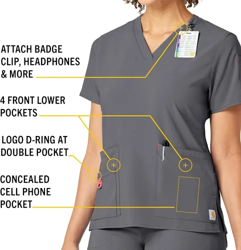 Vista 3 de Carhartt, Cross-Flex, camiseta hospitalaria, mediana, para mujer