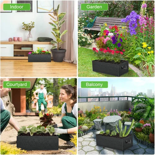 Vista 7 de ANGELIOX Paquete de 3 bolsas de cultivo de 8 galones, cama de jardín de tela no tejida gruesa de 10.58 oz, macetas cuadradas de 30 L con asas