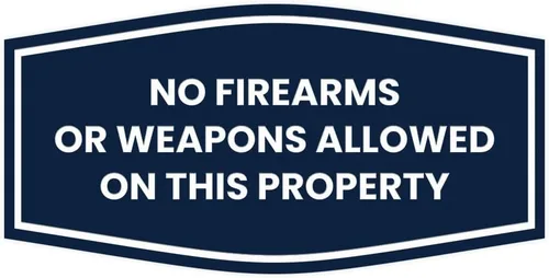 Vista 19 de Fancy No Firearms or Weapons On This Property Sign (Negro/Plata) - Mediano