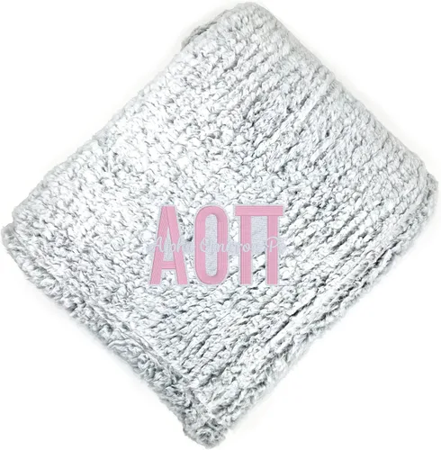 Vista 12 de Go Greek Chic Alpha Chi Omega - Manta de sherpa bordada (azul marino)