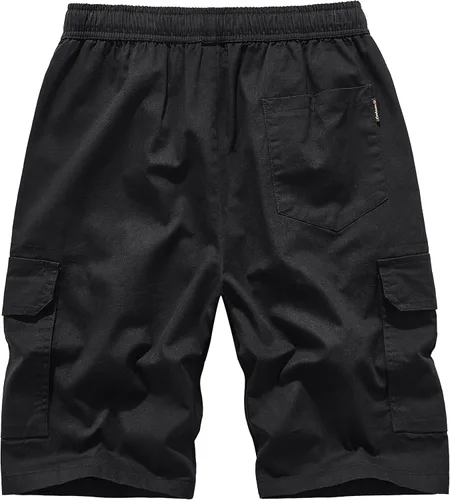 Vista 6 de VtuAOL Pantalones cortos cargo para mujer, cintura elástica, cómodos, de algodón, holgados