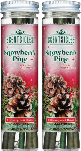 Vista 17 de Scentsicles Adornos para árbol de Navidad perfumados de abeto blanco de invierno, 2 botellas (12 varillas en total)