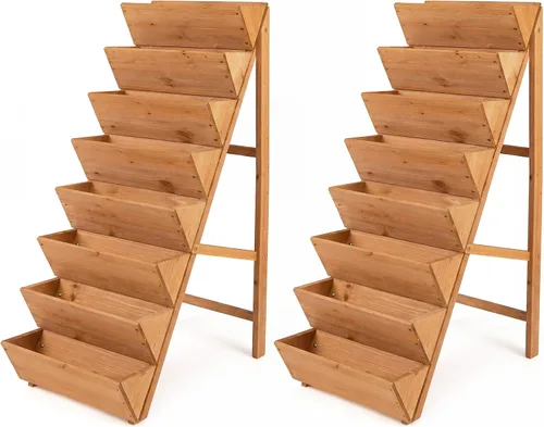 Vista 6 de Giantex Cama de jardín vertical elevada de madera de 5 niveles, soporte independiente para plantas con patas para hierbas, verduras y frutas, maceta