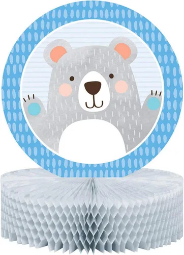 Vista 3 de Creative Converting Mantel de plástico con oso de cumpleaños azul, 1 unidad, tamaño único