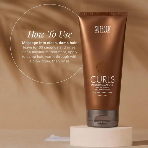 Vista 5 de Surface Hair - Máscara intensiva de rizos, hidrata, protege y cura con manteca de cacao y aceite de babasú, 6 onzas líquidas