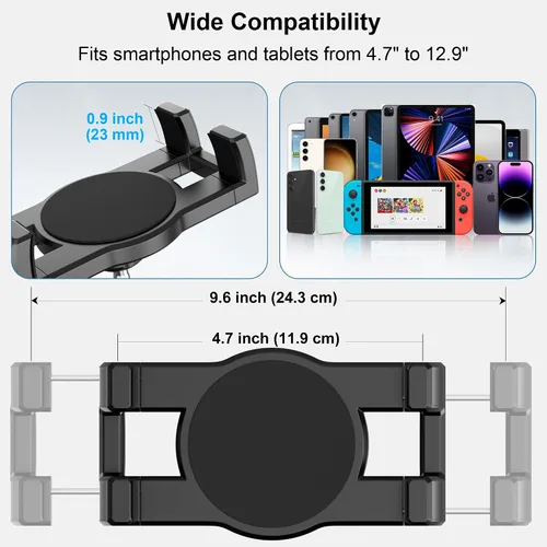 Vista 5 de Soporte de aluminio resistente para tableta, tablero de instrumentos para camión, vehículo, escritorio, pared, soporte ajustable de 360° para iPad