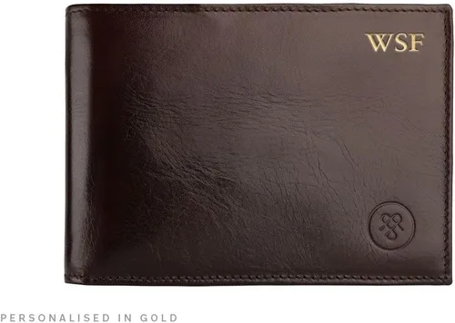Vista 9 de Maxwell Scott Mens Luxury Leather Trifold Wallet The Gallucio Handmade In Italy Dark Chocolate Brown