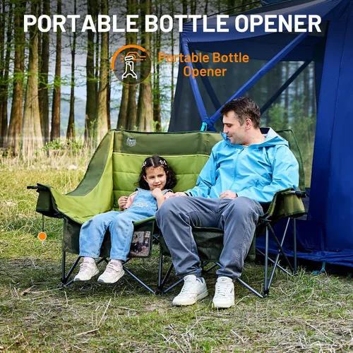 Vista 6 de Timber Ridge Silla de Campamento Doble, Sofá de Campamento Plegable para Exteriores de Servicio Pesado, Sillas de Campamento Loveseat Perfectas