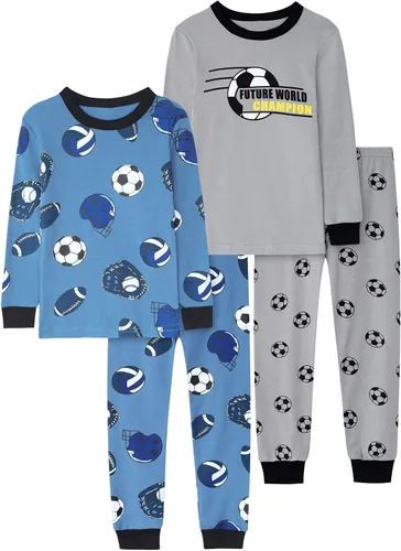 Vista 6 de Pijamas de algodón de 4 piezas para niños, conjunto de pijamas de Navidad y Halloween para niños