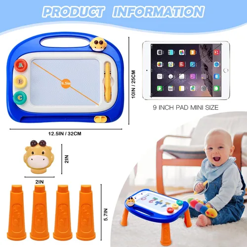 Vista 3 de vusum Juguetes para niños y niñas de 18 meses, 2 y 3 años, tablero magnético de dibujo para niños, juguete para dibujar un boceto, juguete