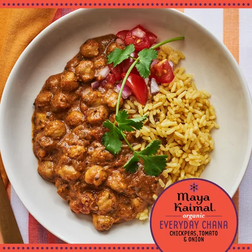 Vista 3 de MAYA KAIMAL Chana orgánica diaria con tomate + cebolla, 10 onzas